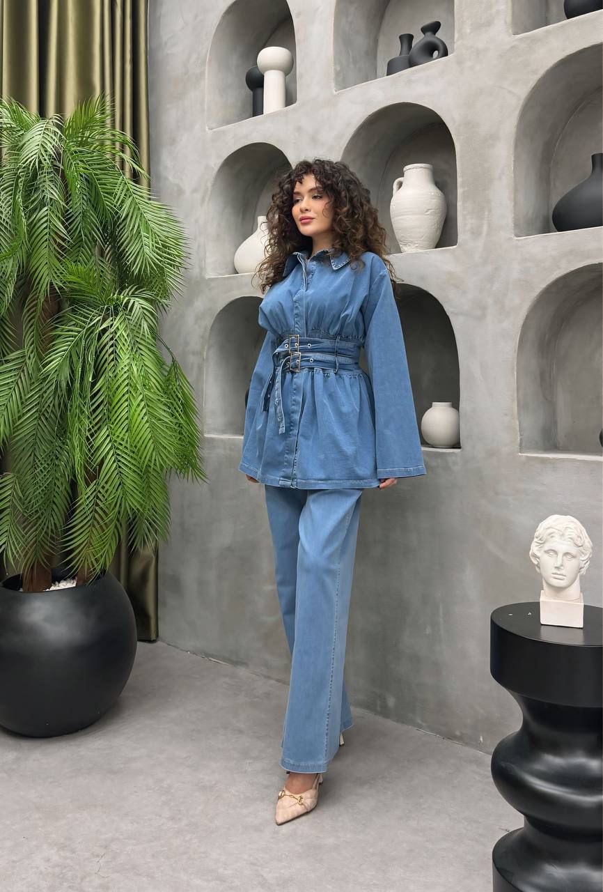 طقم جينز حزامين