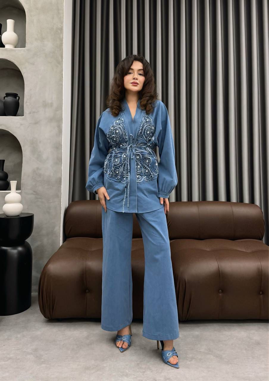 طقم جينز ورد